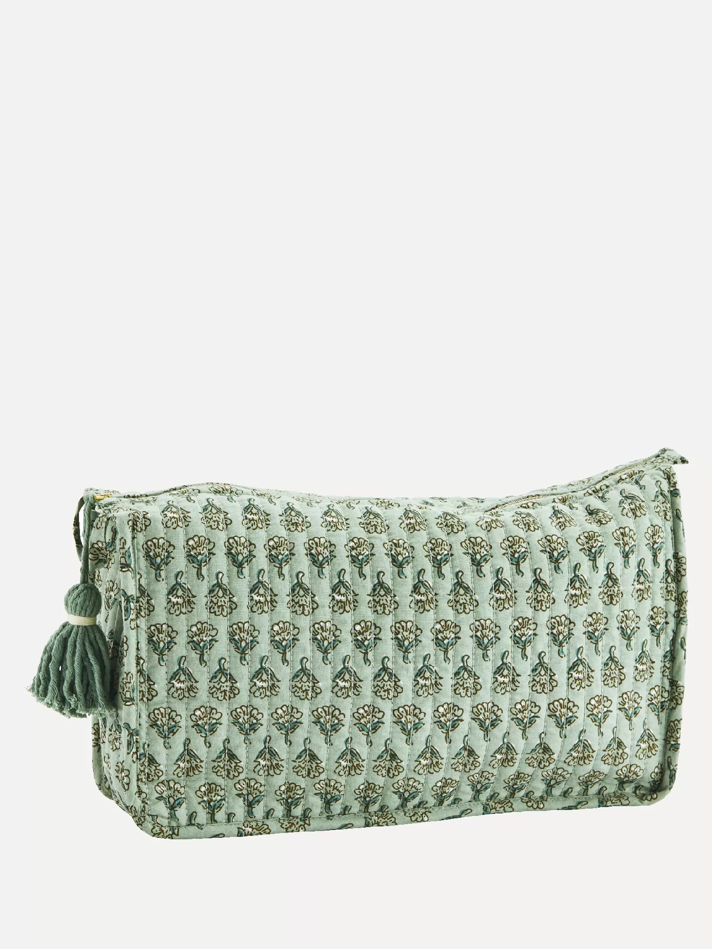 Madam Stoltz Bedrukte Toilettas Met Kwastje Light Green/Aqua/Brown Flash Sale