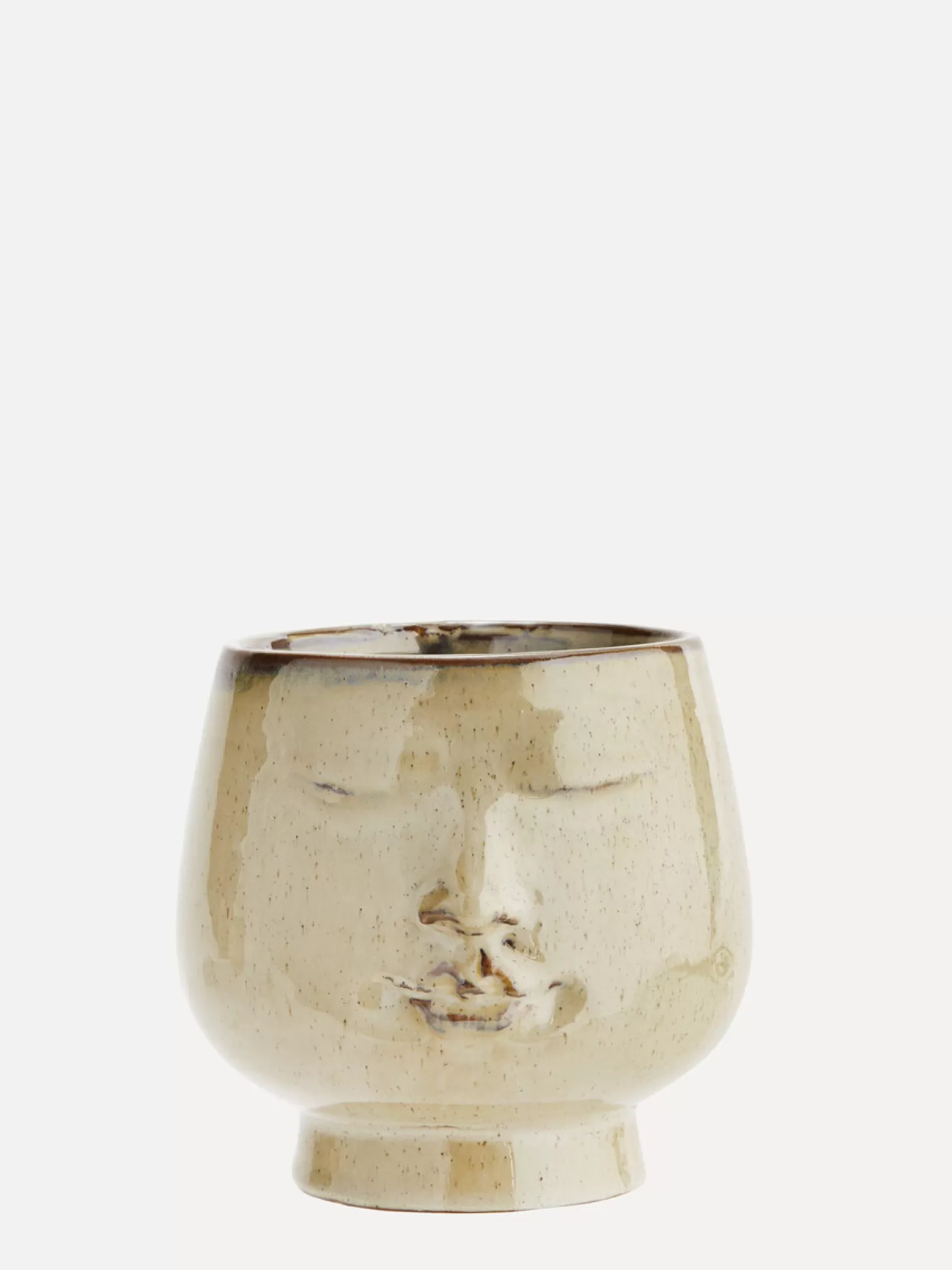Madam Stoltz Bloempot Met Gezicht Opdruk Creme/Brown Cheap