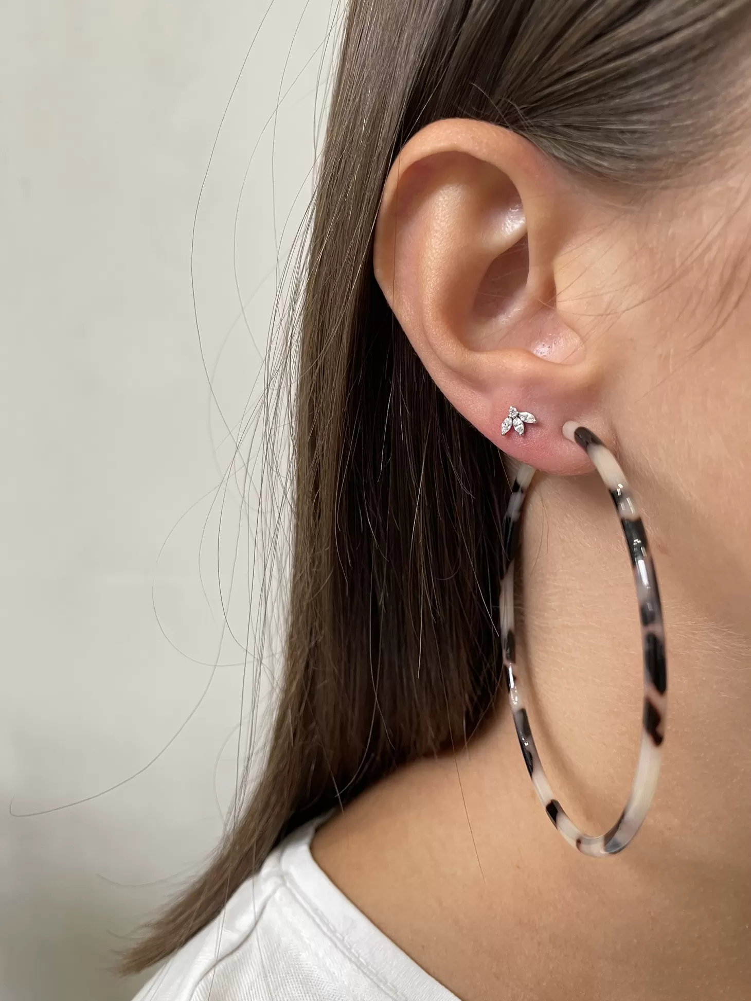 Les Soeurs Oorbel Jolie Triple Leaf Silver Clear Best Sale