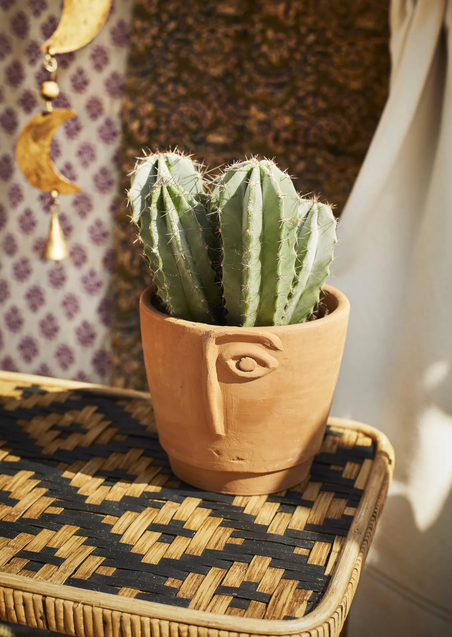 Madam Stoltz Terracotta Bloempot Gezicht Brown Best Sale