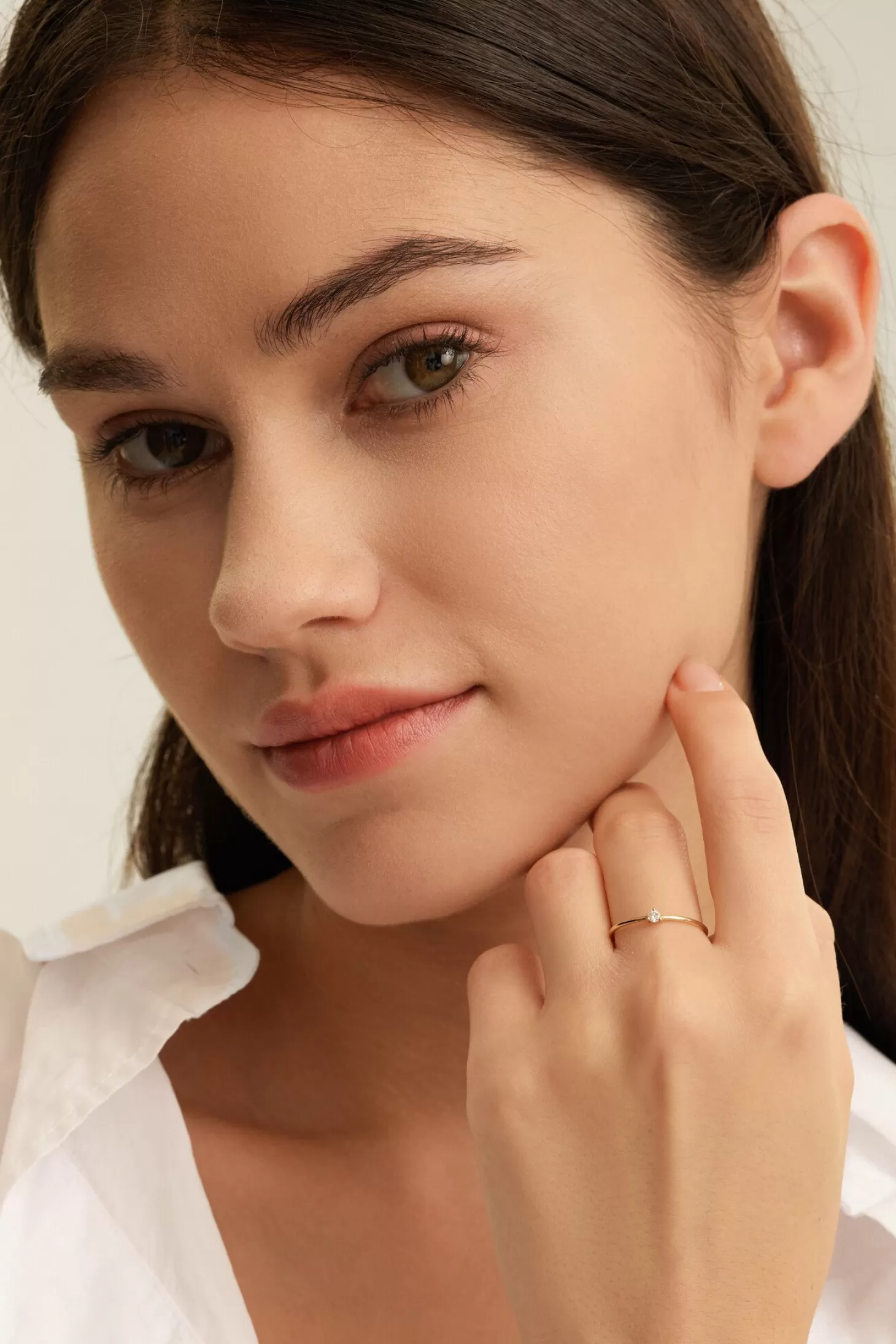 Les Soeurs 14K Ring Gaja Single Diamond Gold Hot