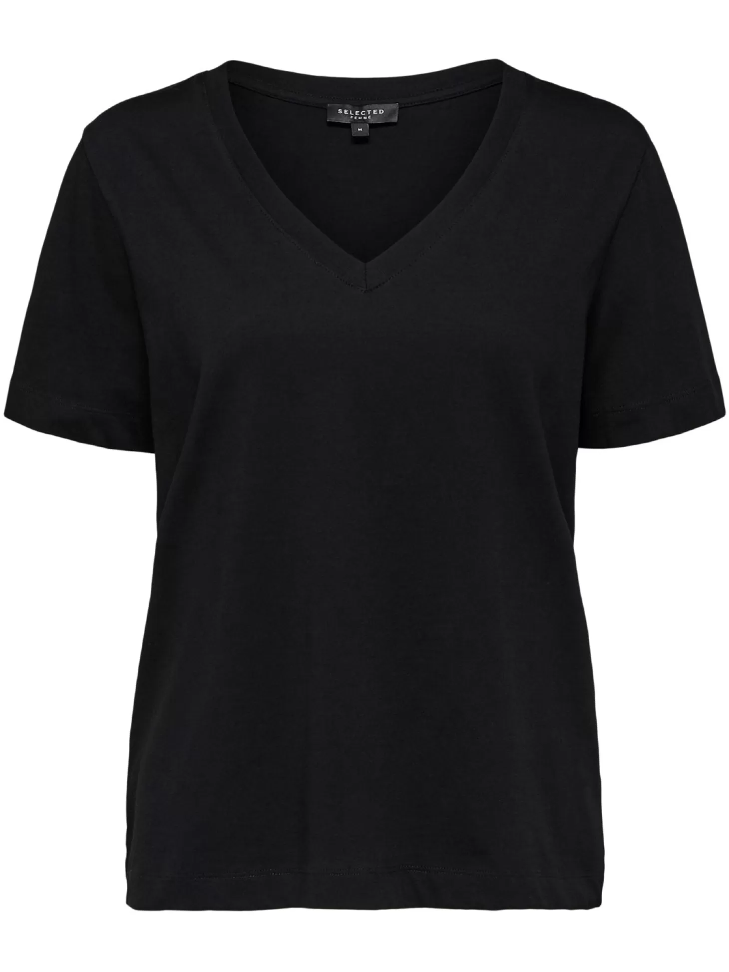 Selected Basic T-Shirt Met V-Hals Standard Black Best
