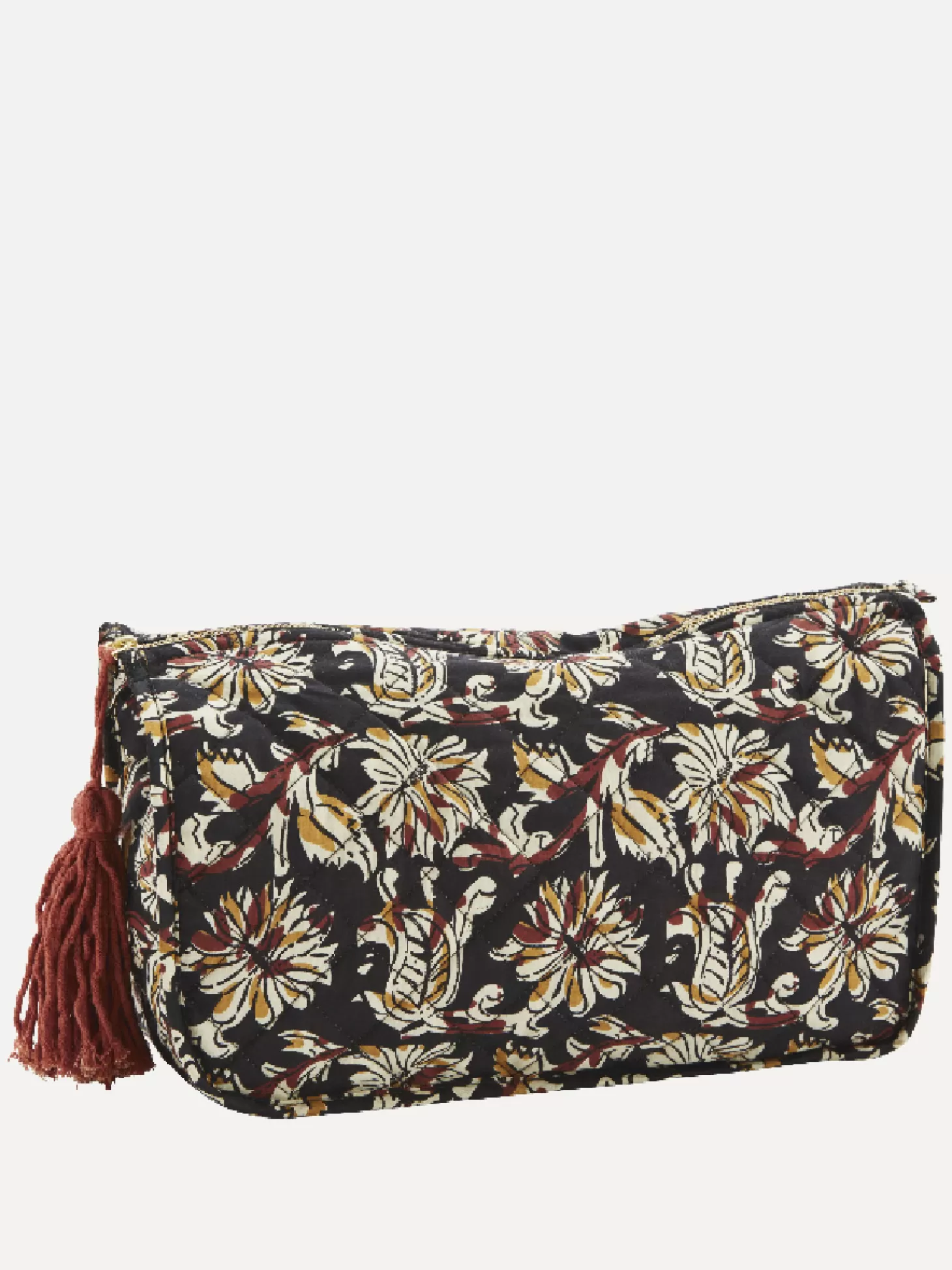 Madam Stoltz Bedrukte Toilettas Met Kwastje Black/Off White/Red/Mustard Online