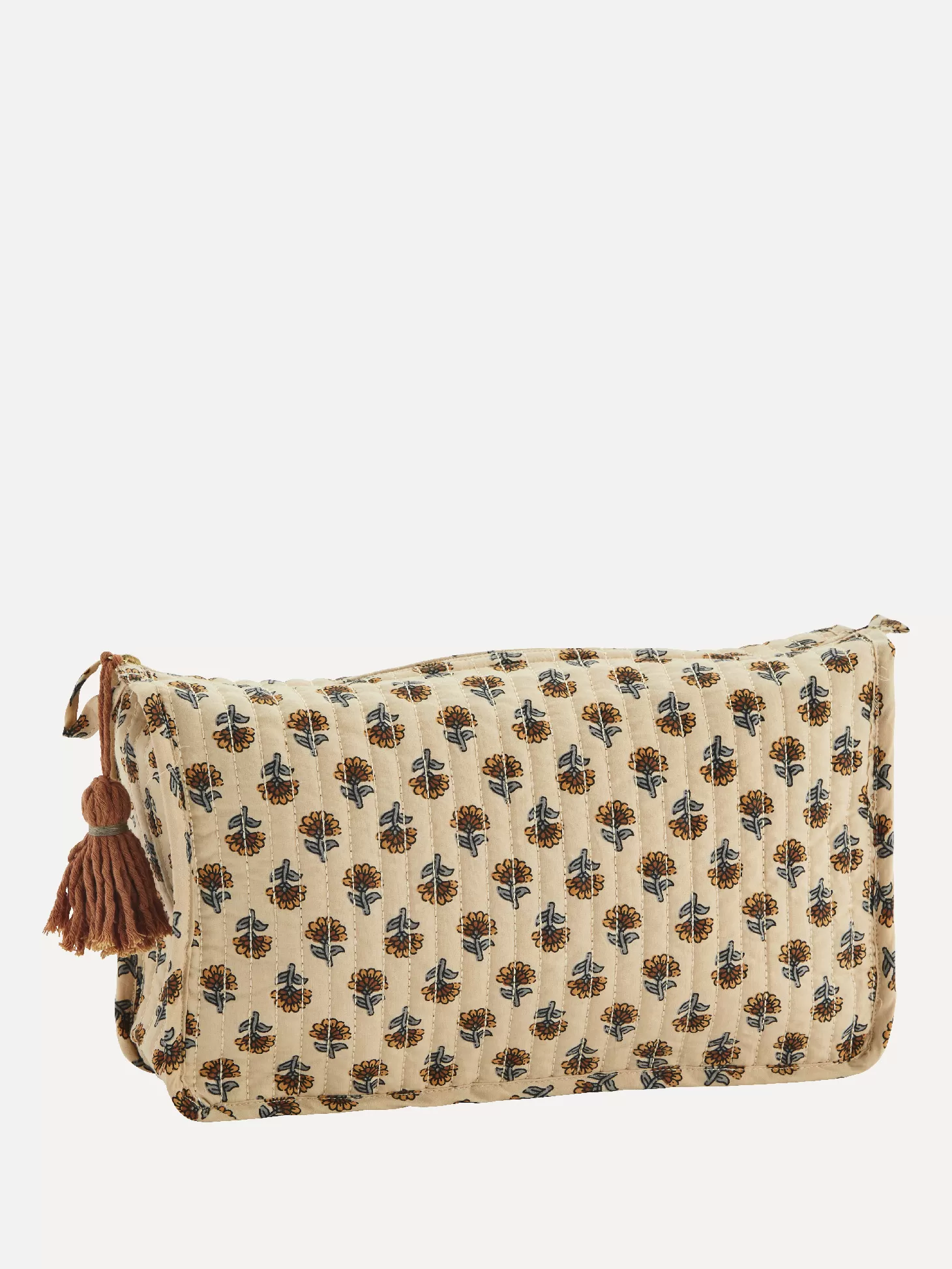 Madam Stoltz Bedrukte Toilettas Met Kwastje Nude/Peach/Grey/Burnt Orange Sale