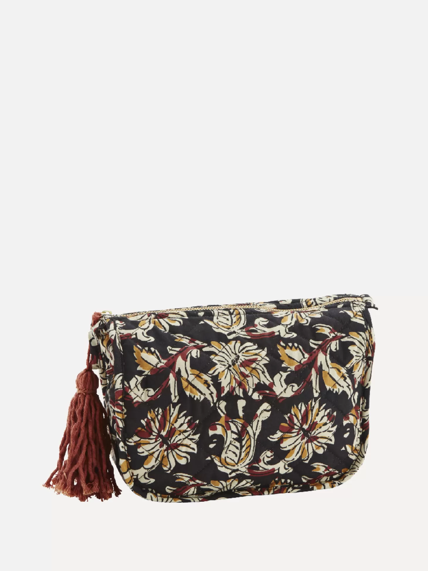Madam Stoltz Bedrukte Toilettas Met Kwastje Black/Off White/Red/Mustard Online