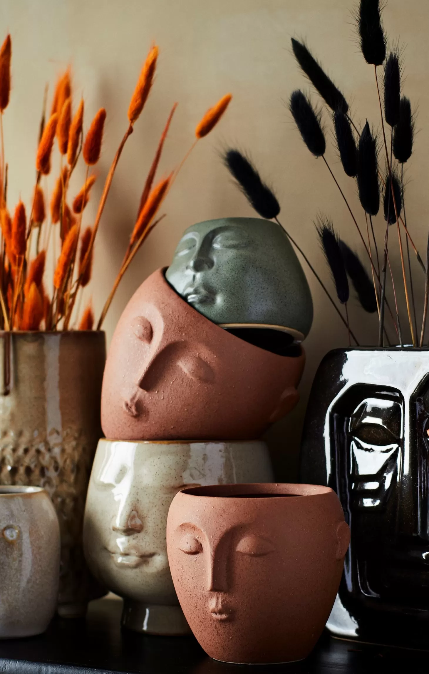 Madam Stoltz Bloempot Met Gezicht Opdruk Matt Terracotta Best