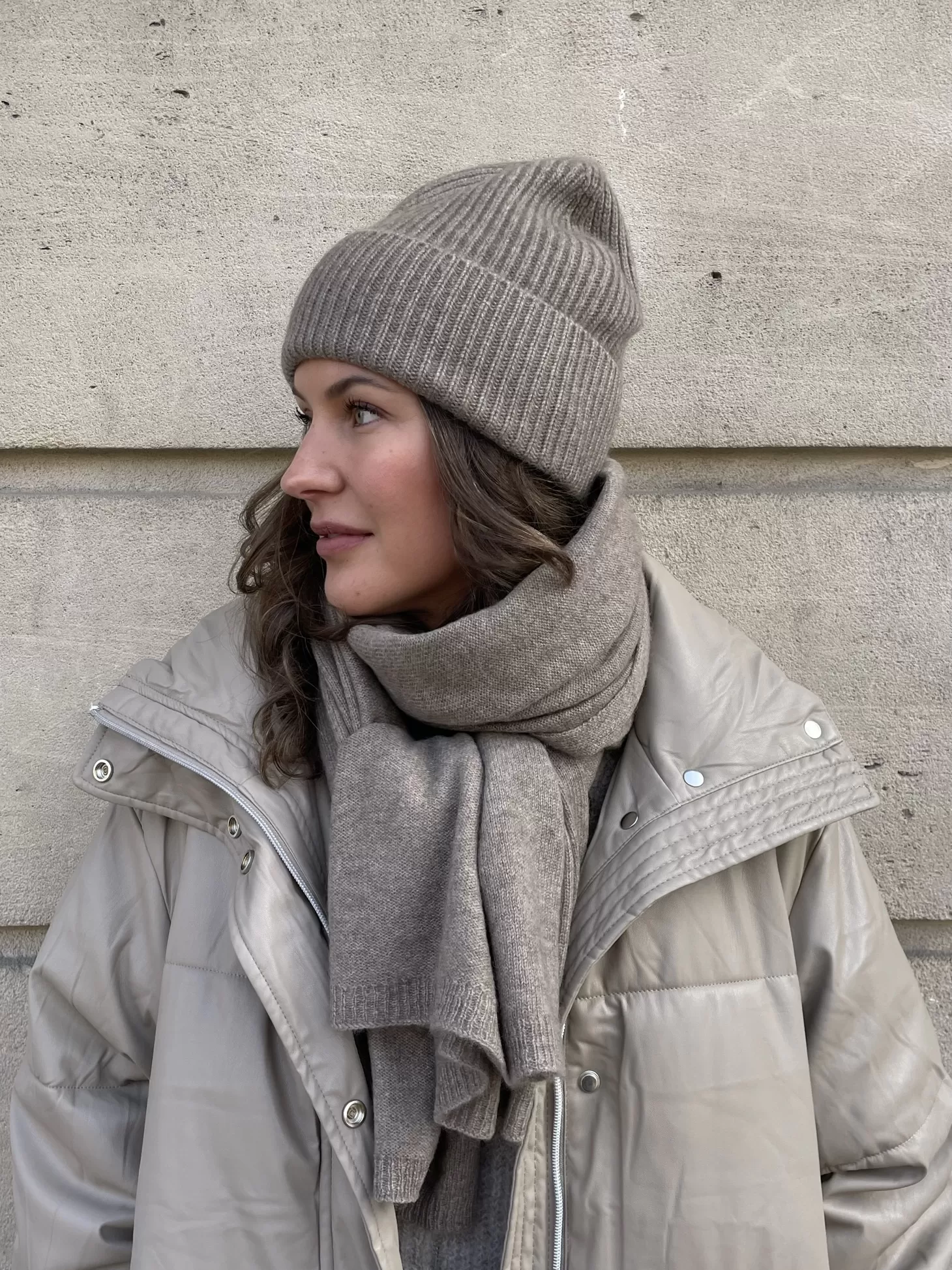 Les Soeurs Cashmere Beanie Pixie Beige Melange Clearance