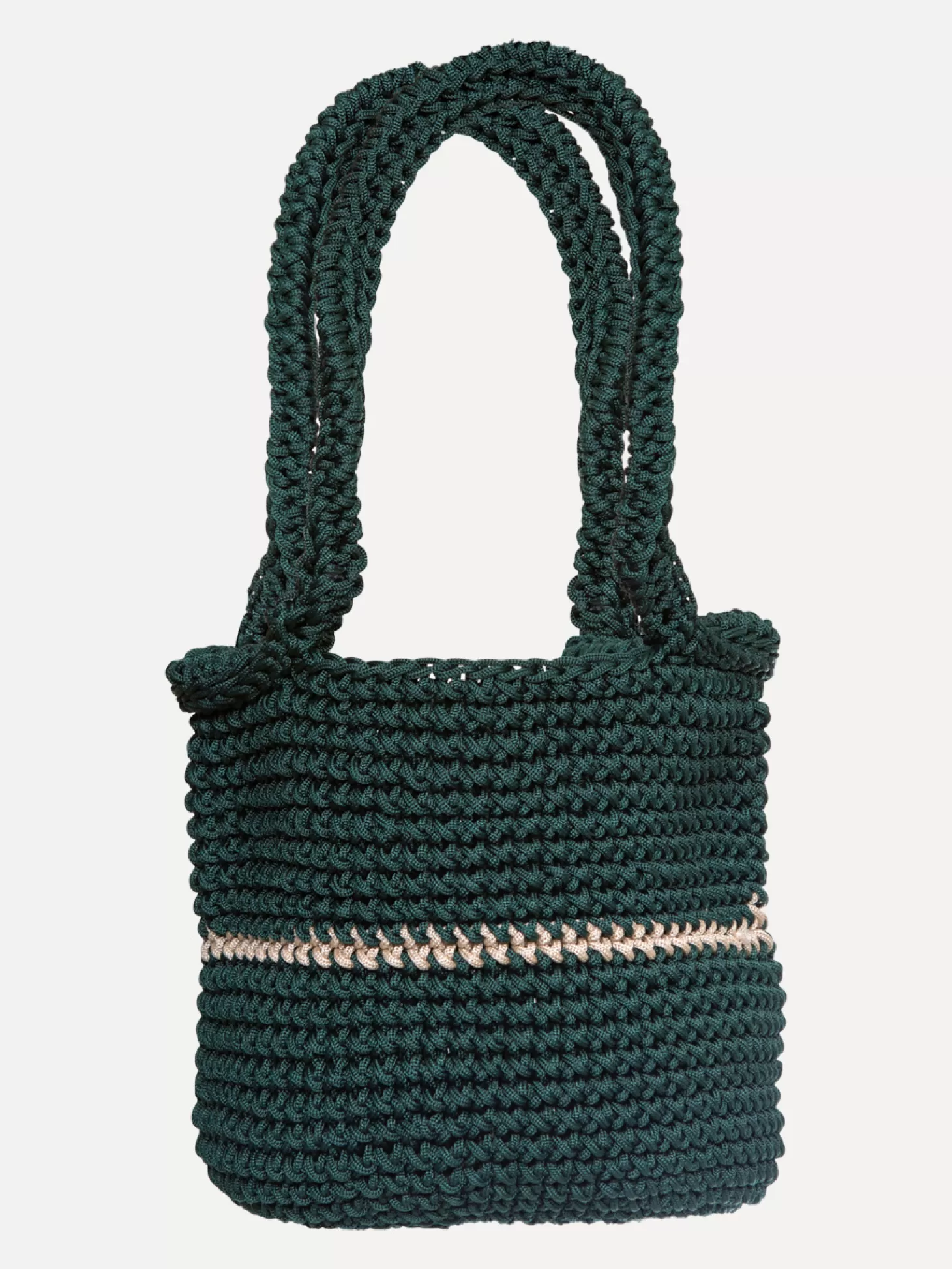 Les Soeurs Crochet Shopper Elani Bottle Green/Beige Outlet