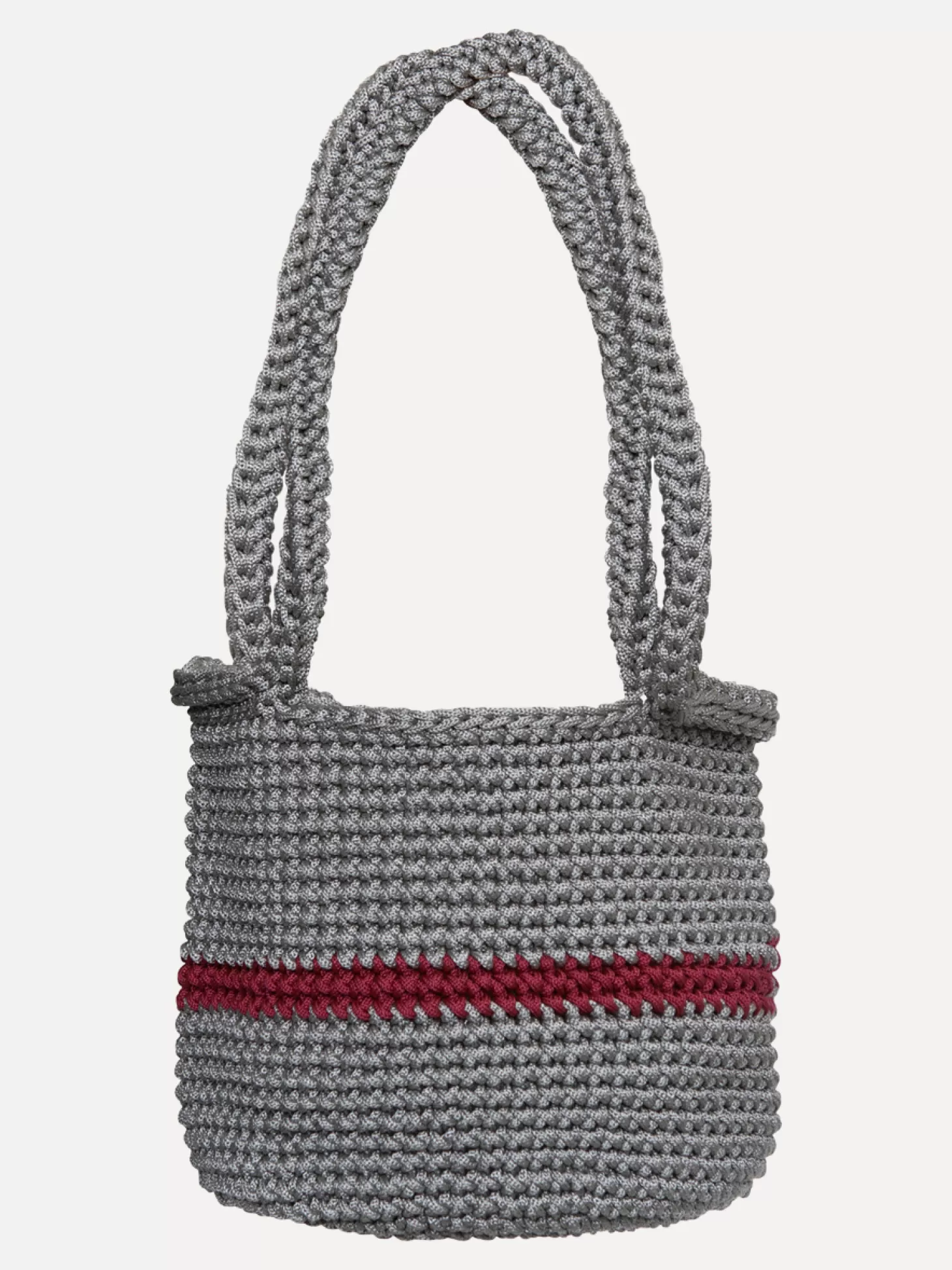 Les Soeurs Crochet Shopper Elani Grey/Bordeaux Best Sale