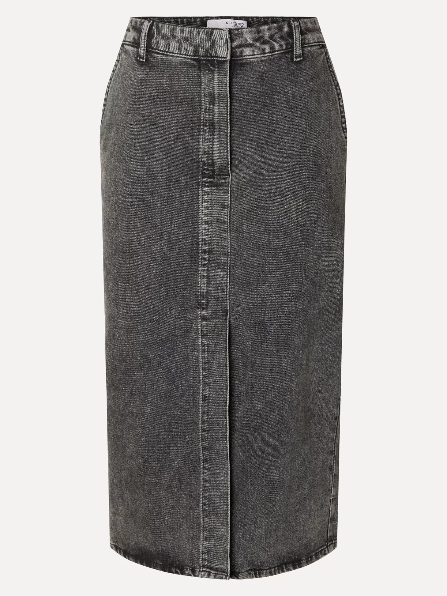 Selected Denim Midi Rok Cali Dark Grey Denim Best