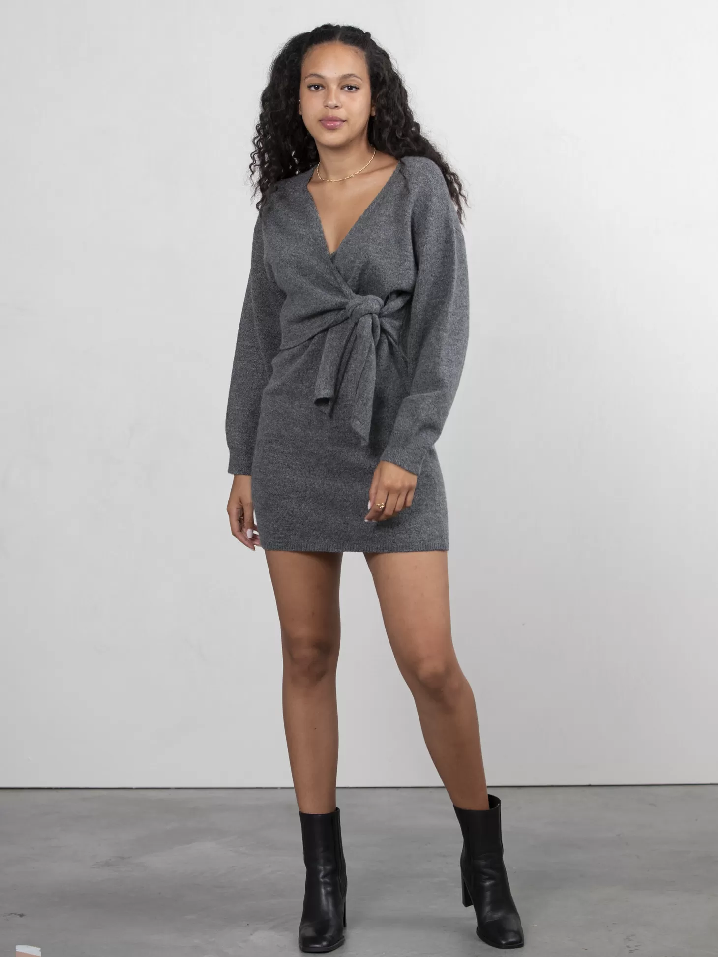 Edited Gebreide Jurk Loran Grey Melange Best Sale