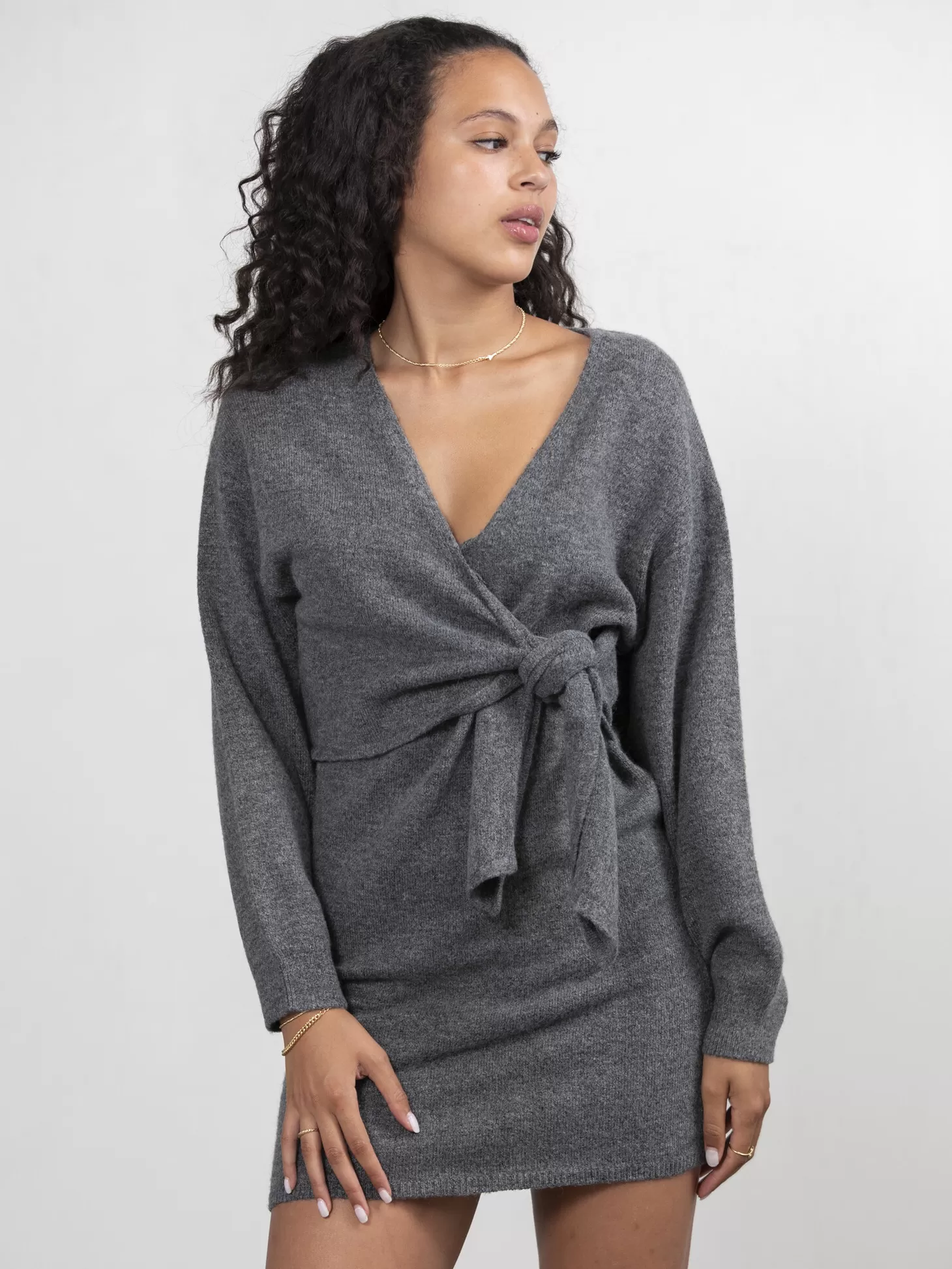 Edited Gebreide Jurk Loran Grey Melange Best Sale