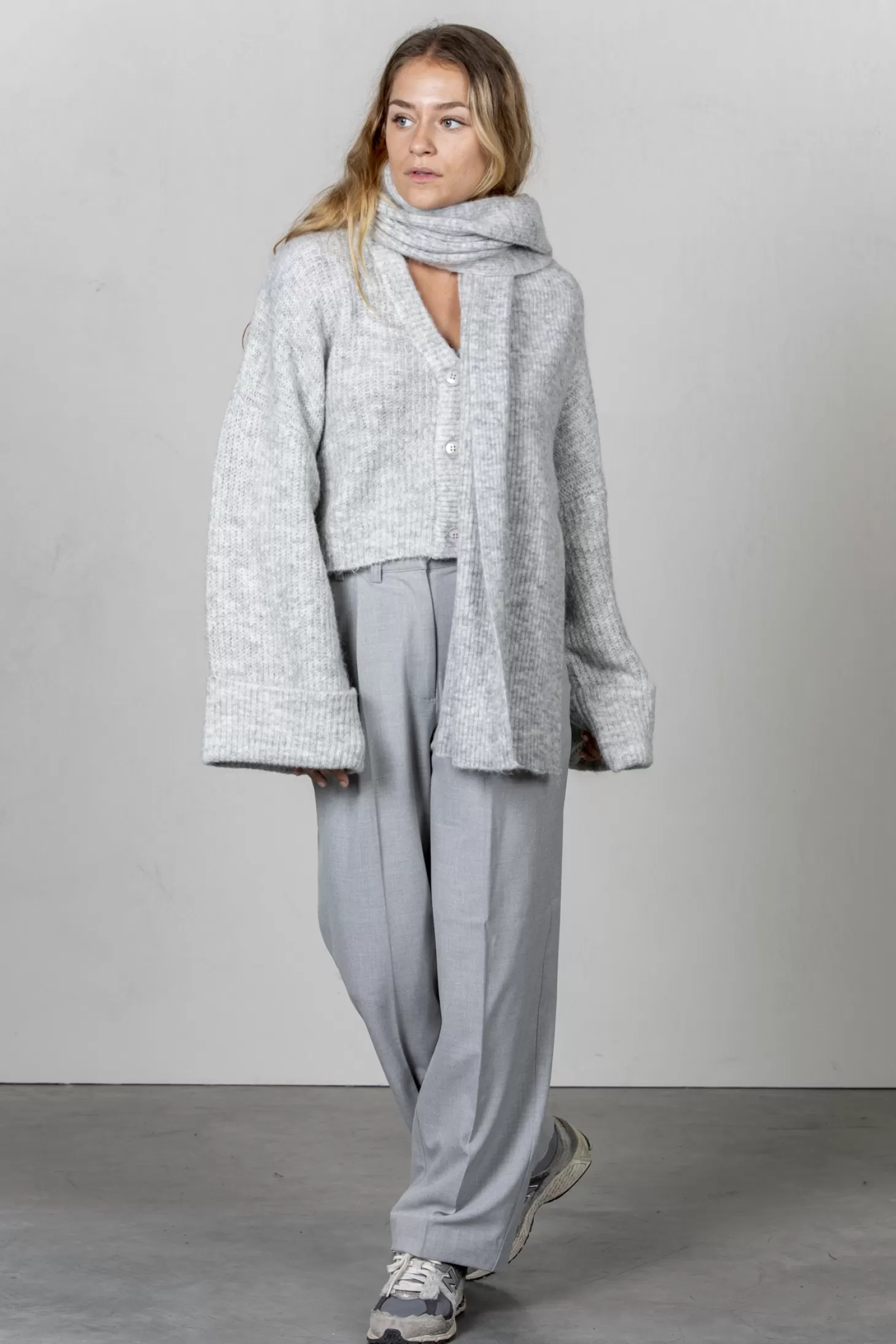 Selected Gebreide Sjaal Lulu Linna Light Grey Melange Best Sale