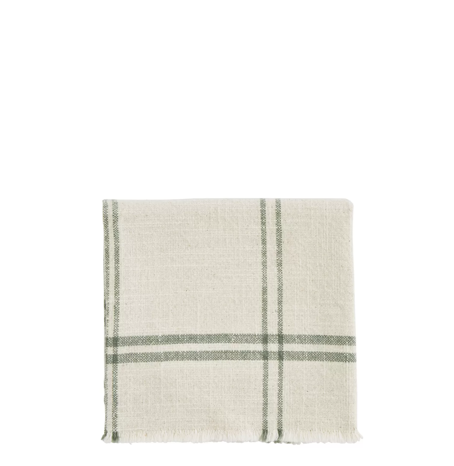 Madam Stoltz Geruite Keukenhanddoek Ecru/Green Fashion