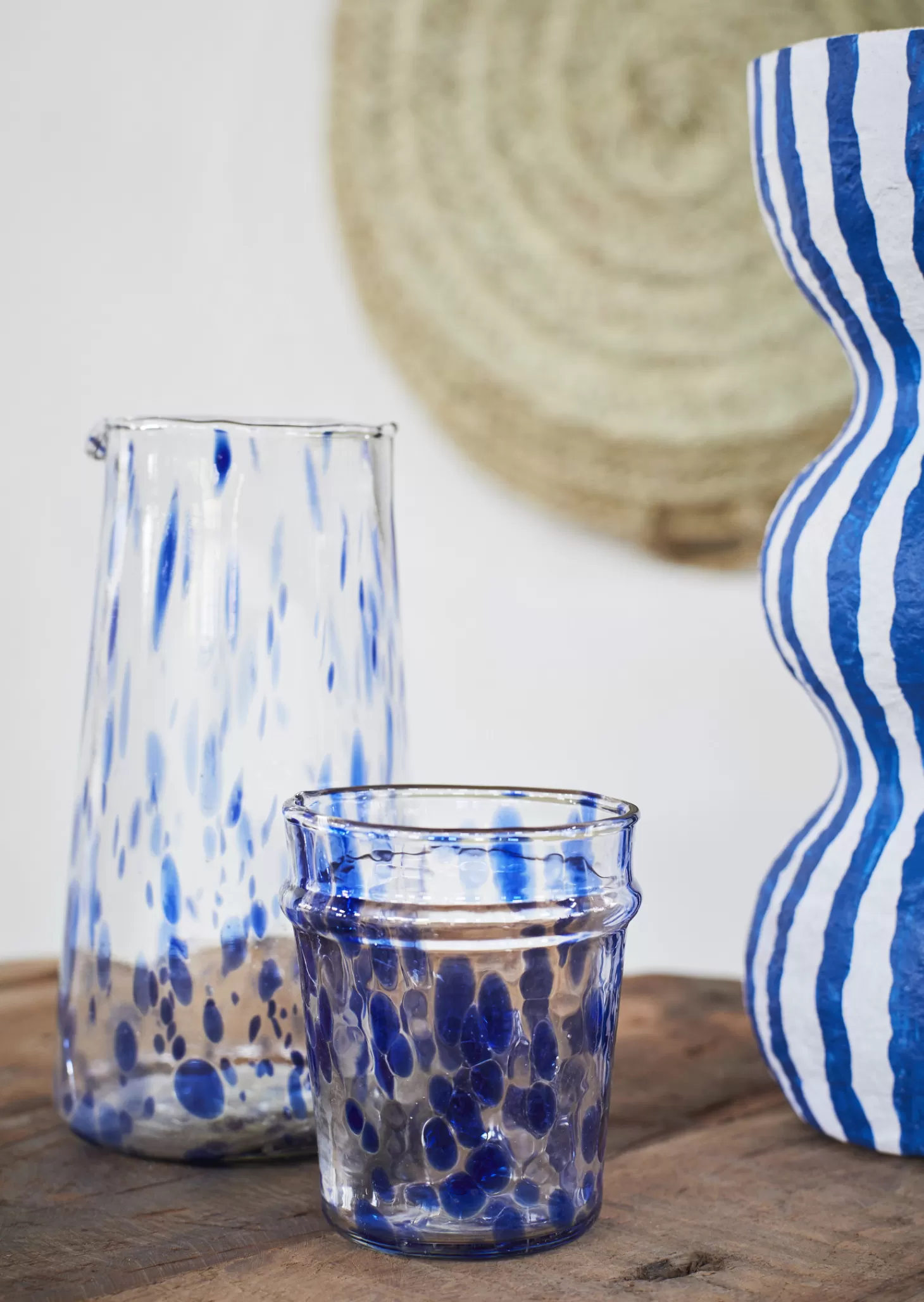 Madam Stoltz Glazen Kan Clear Blue Outlet