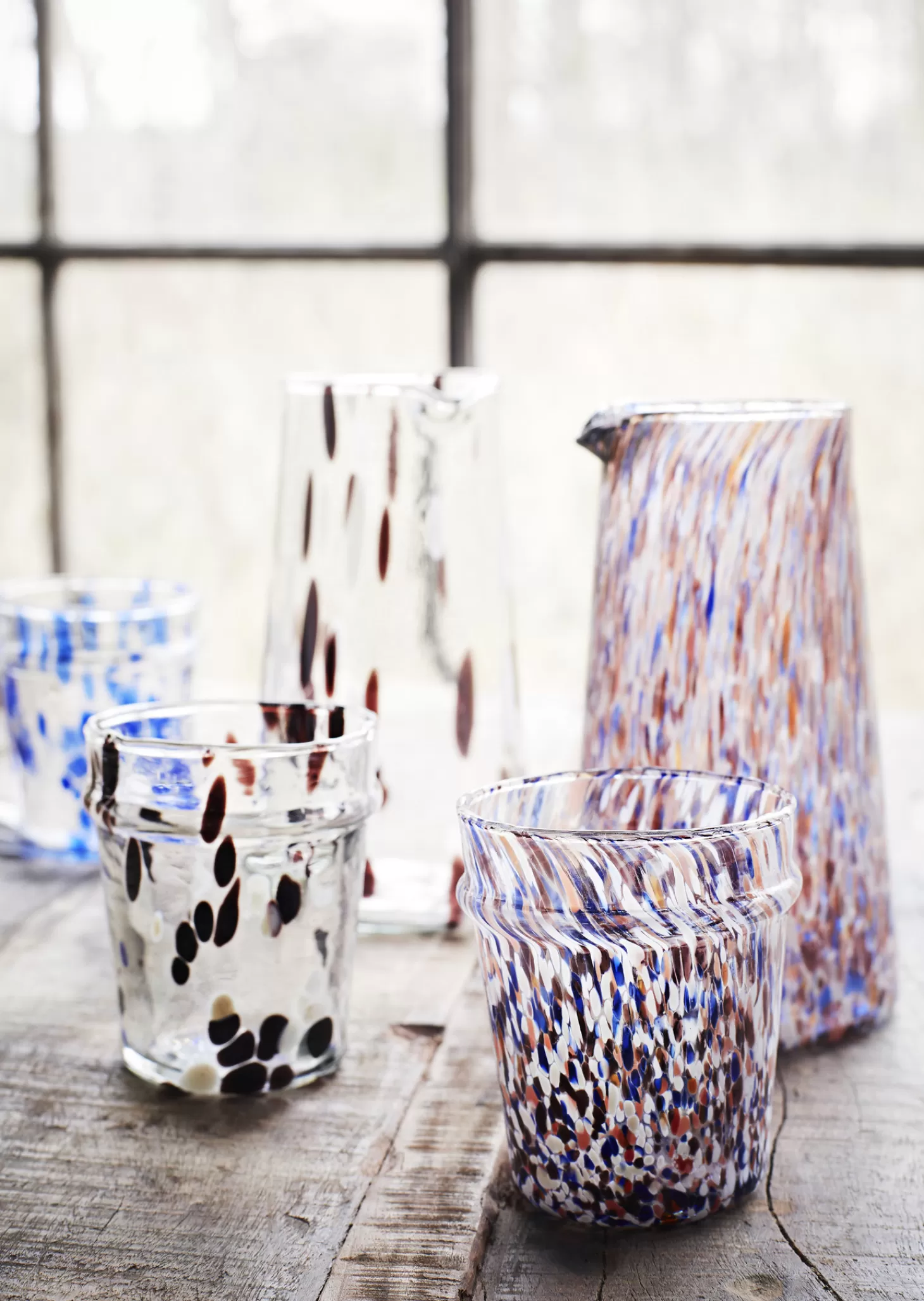 Madam Stoltz Glazen Kan Orange/Blue/Clear/White Flash Sale
