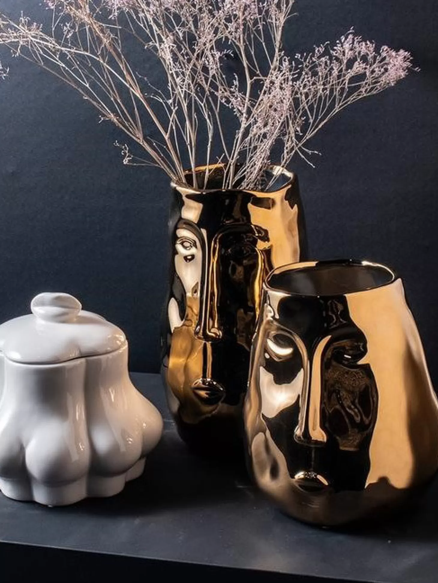 Gusta Gouden Vaas Met Gezicht Gold Hot