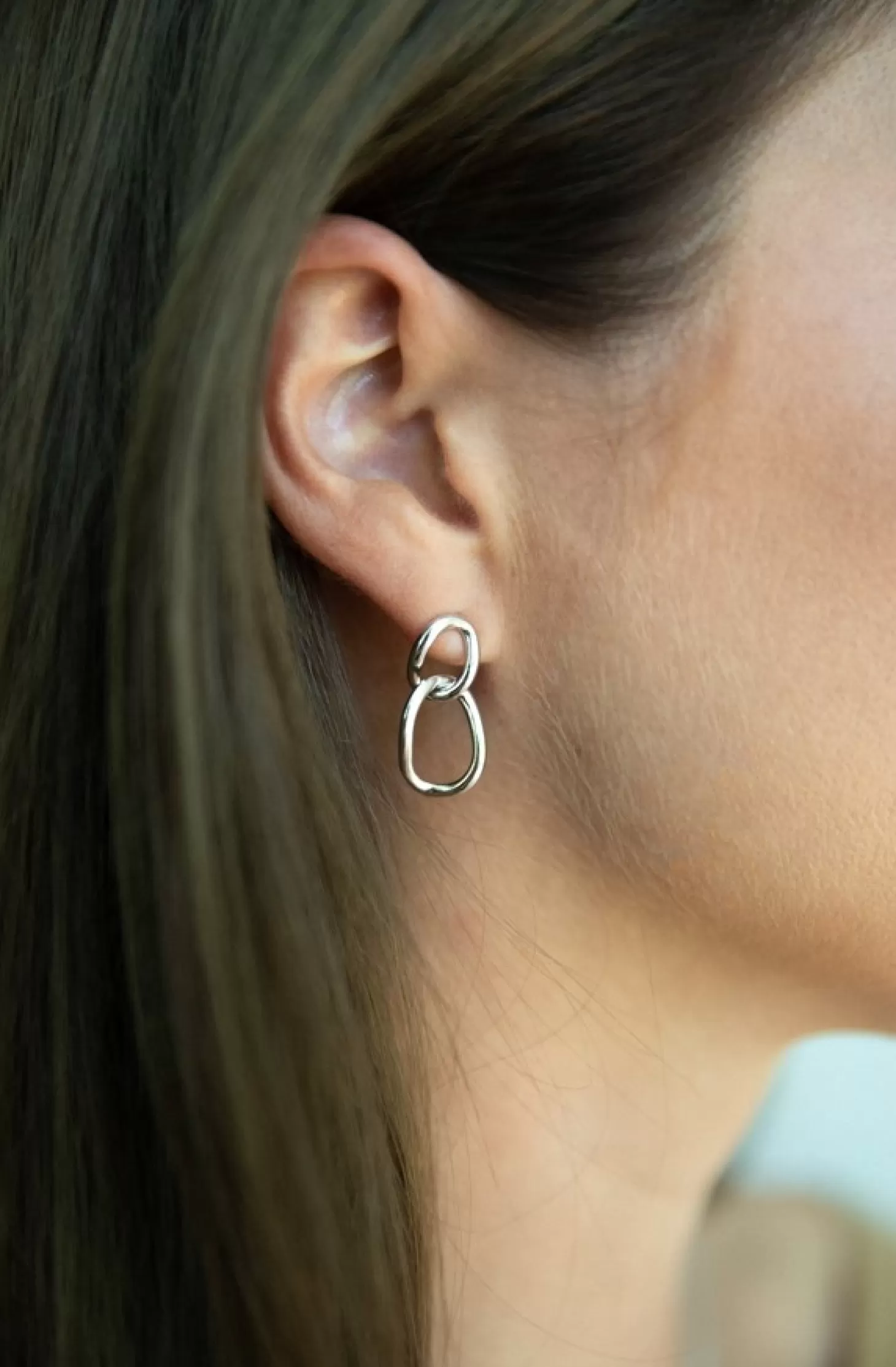 Les Soeurs Oorbel Cara Double Loop Silver Flash Sale
