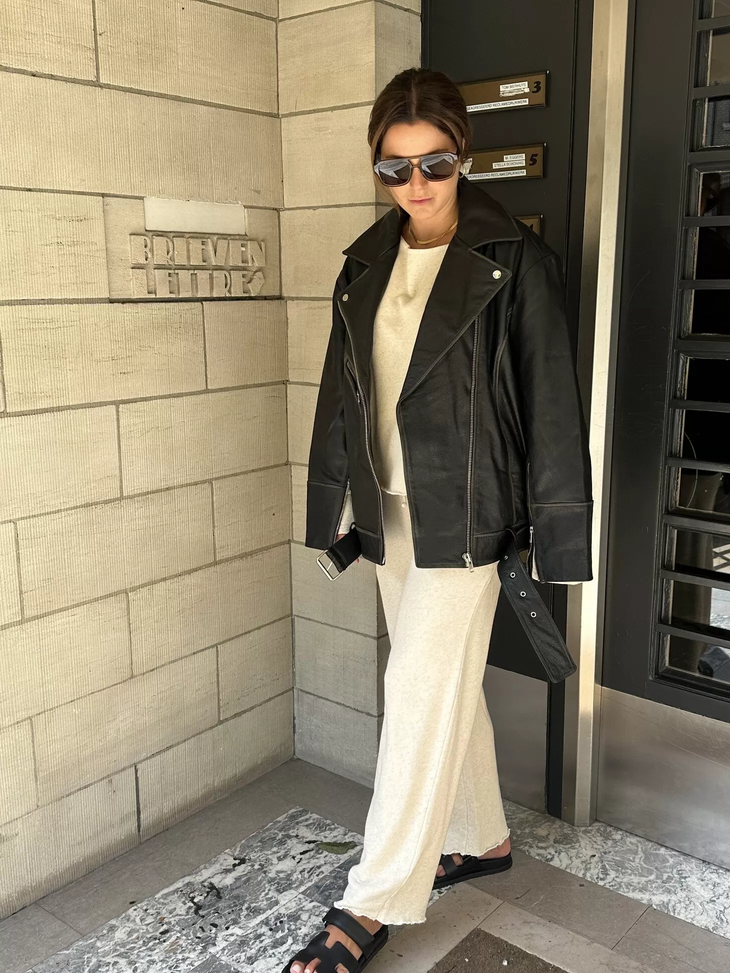 Edited Oversized Leren Jas Lulia Black Flash Sale