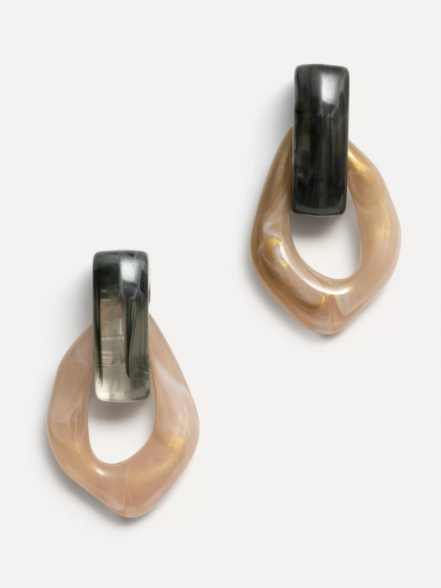 Les Soeurs Resin Oorbellen Set Mya Dark Grey/Ivory Outlet