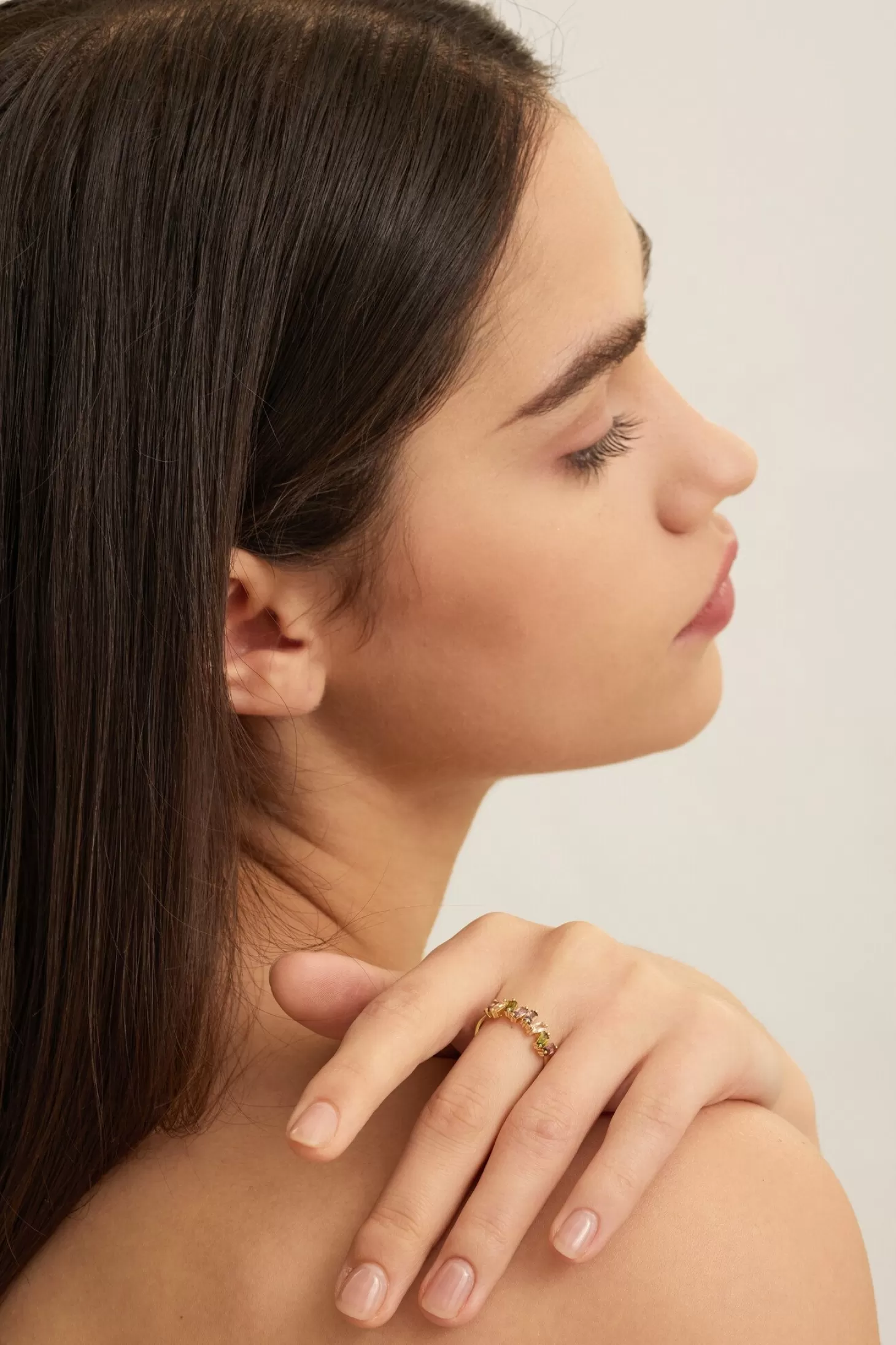 Les Soeurs Ring Chloe Baguette Multi Gold Flash Sale