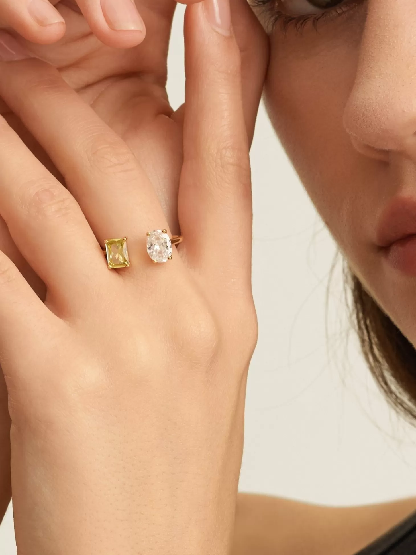 Les Soeurs Ring Gioia Double Gem Gold Outlet