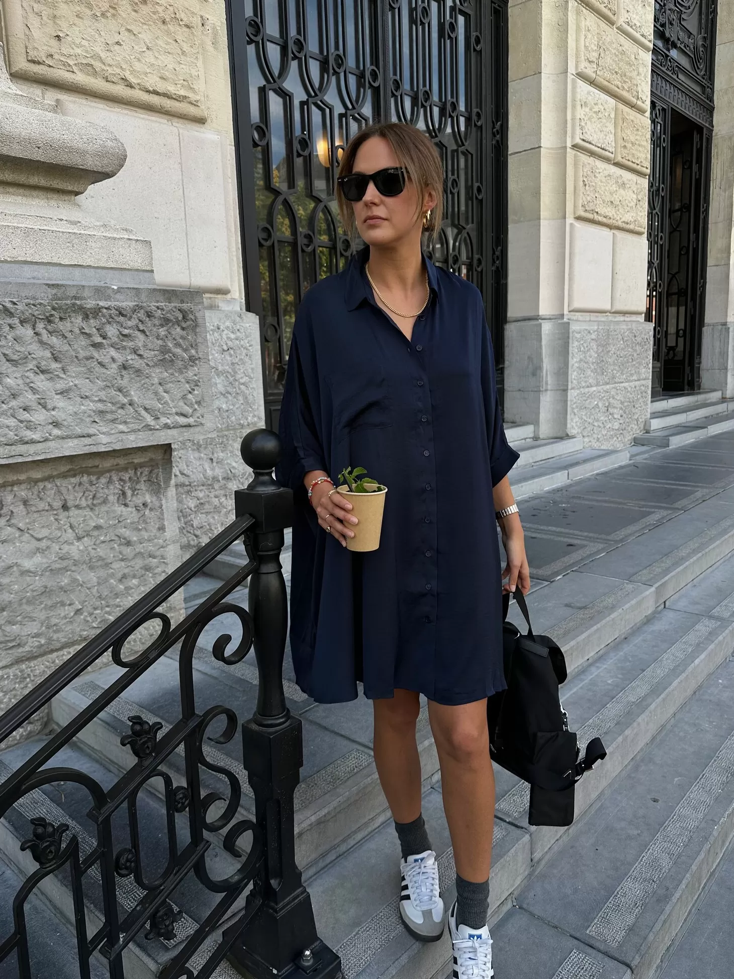 Les Soeurs Satijn Blousejurk Mason Dark Blue Discount