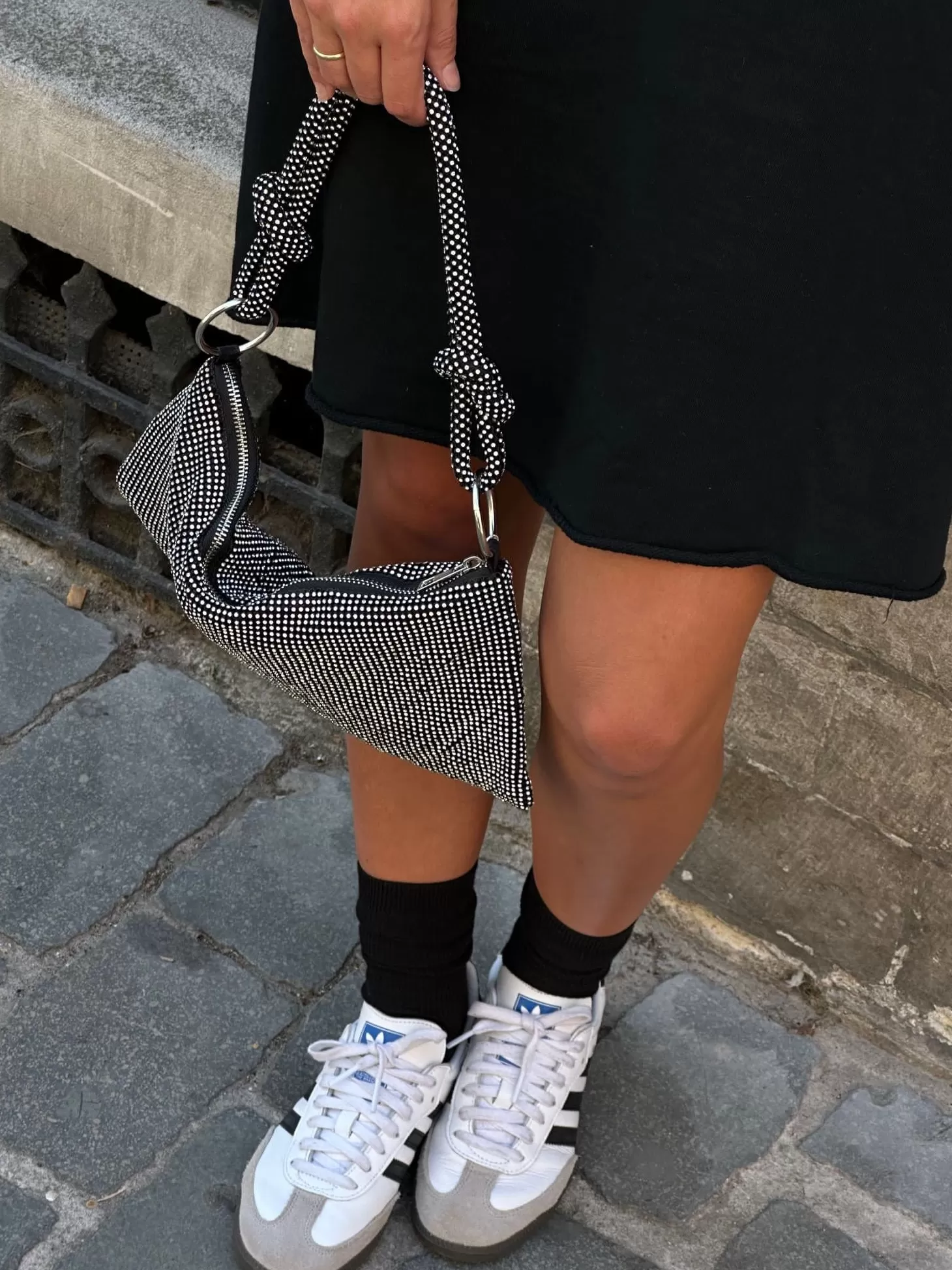 Le Marais Schoudertas Yuna Black/Silver Strass Flash Sale