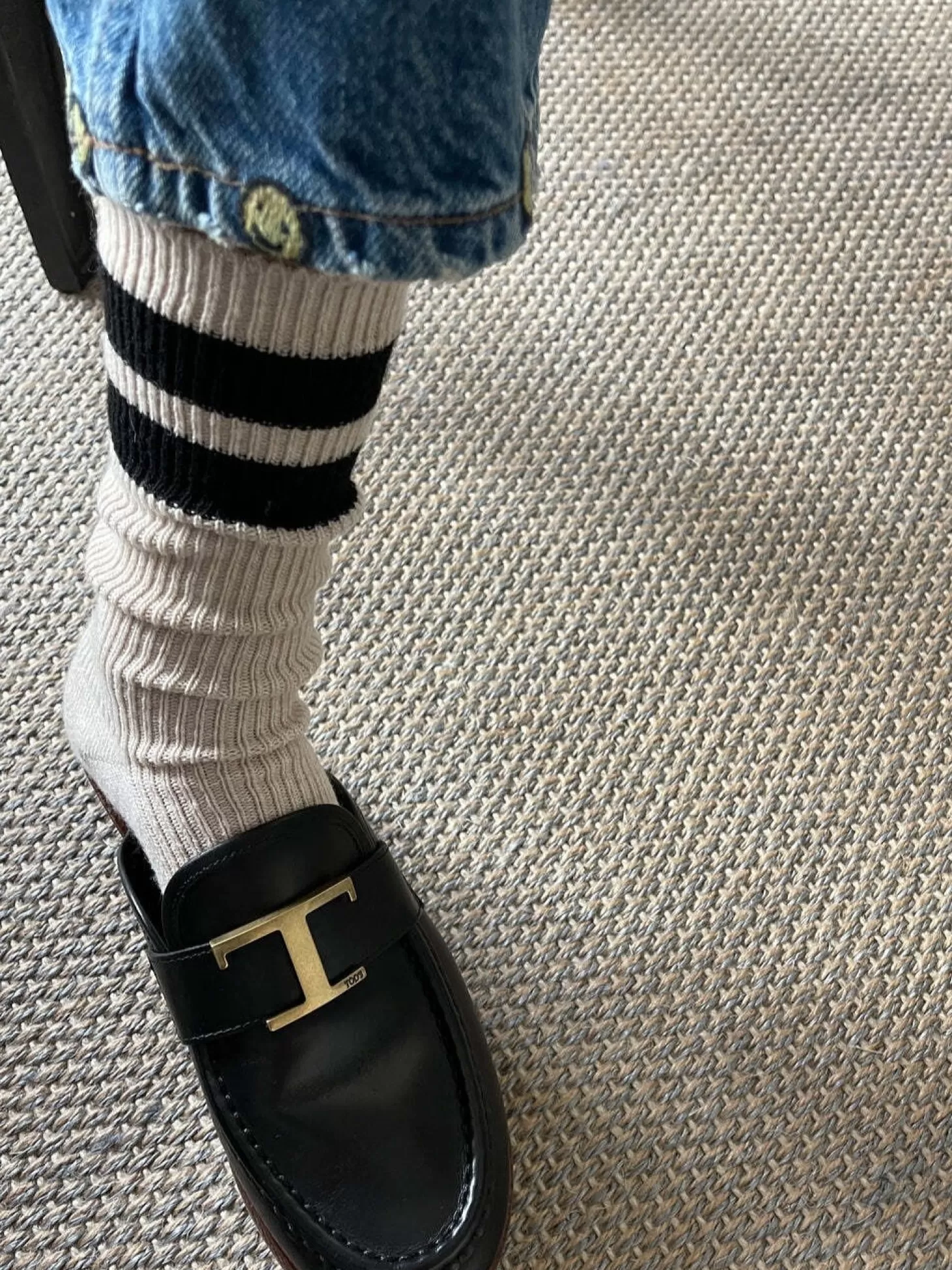 Le Bon Shoppe Sokken Grandpa Varsity Oatmeal Black Stripe Sale