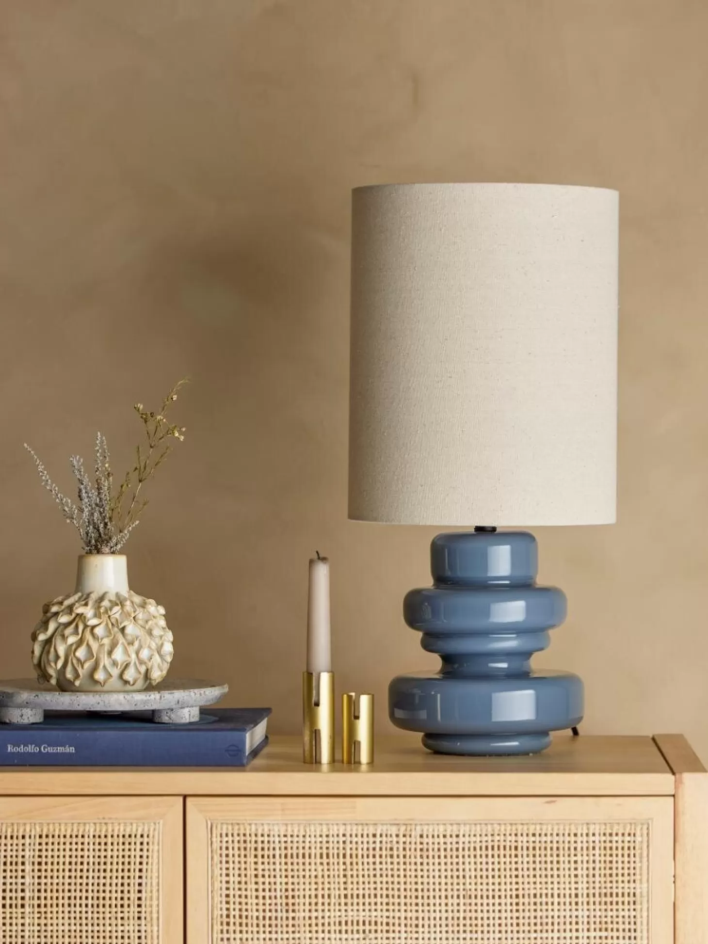 Bloomingville Tafellamp Fabiola Blue Glass Outlet