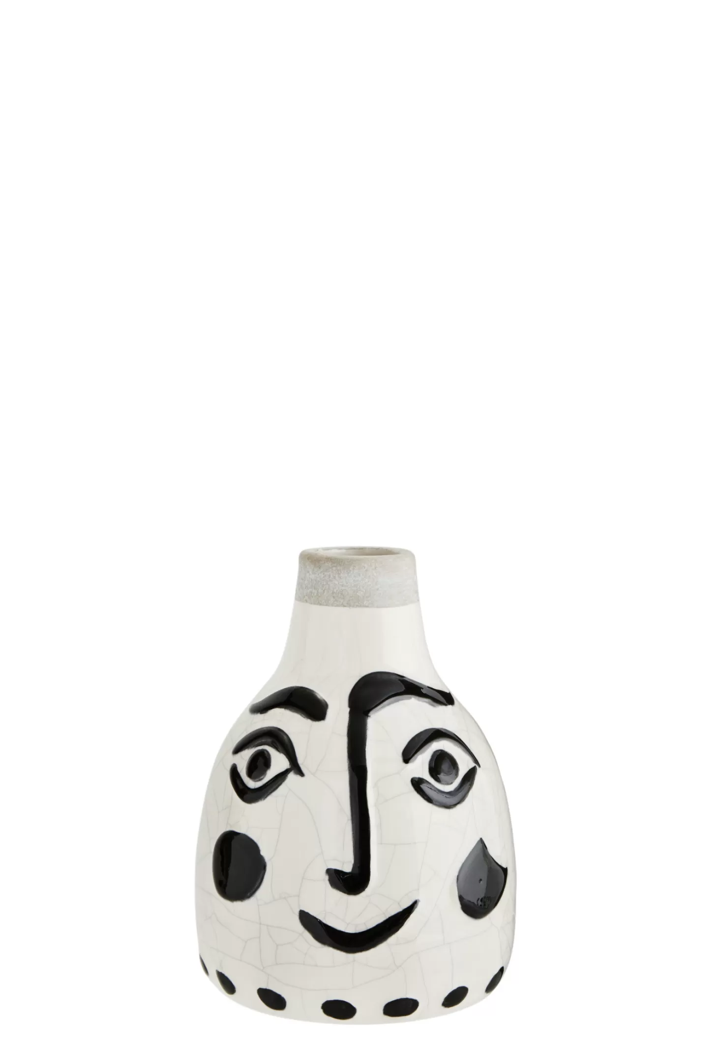 Madam Stoltz Terracotta Vaas Met Gezicht Black White Best Sale