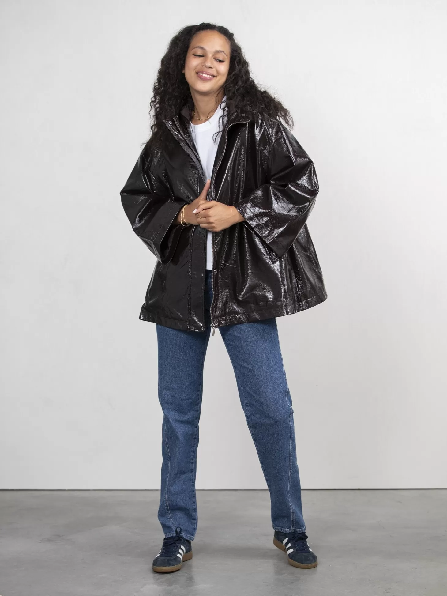 Les Soeurs Vegan Leren Jas Violet Dark Brown Flash Sale