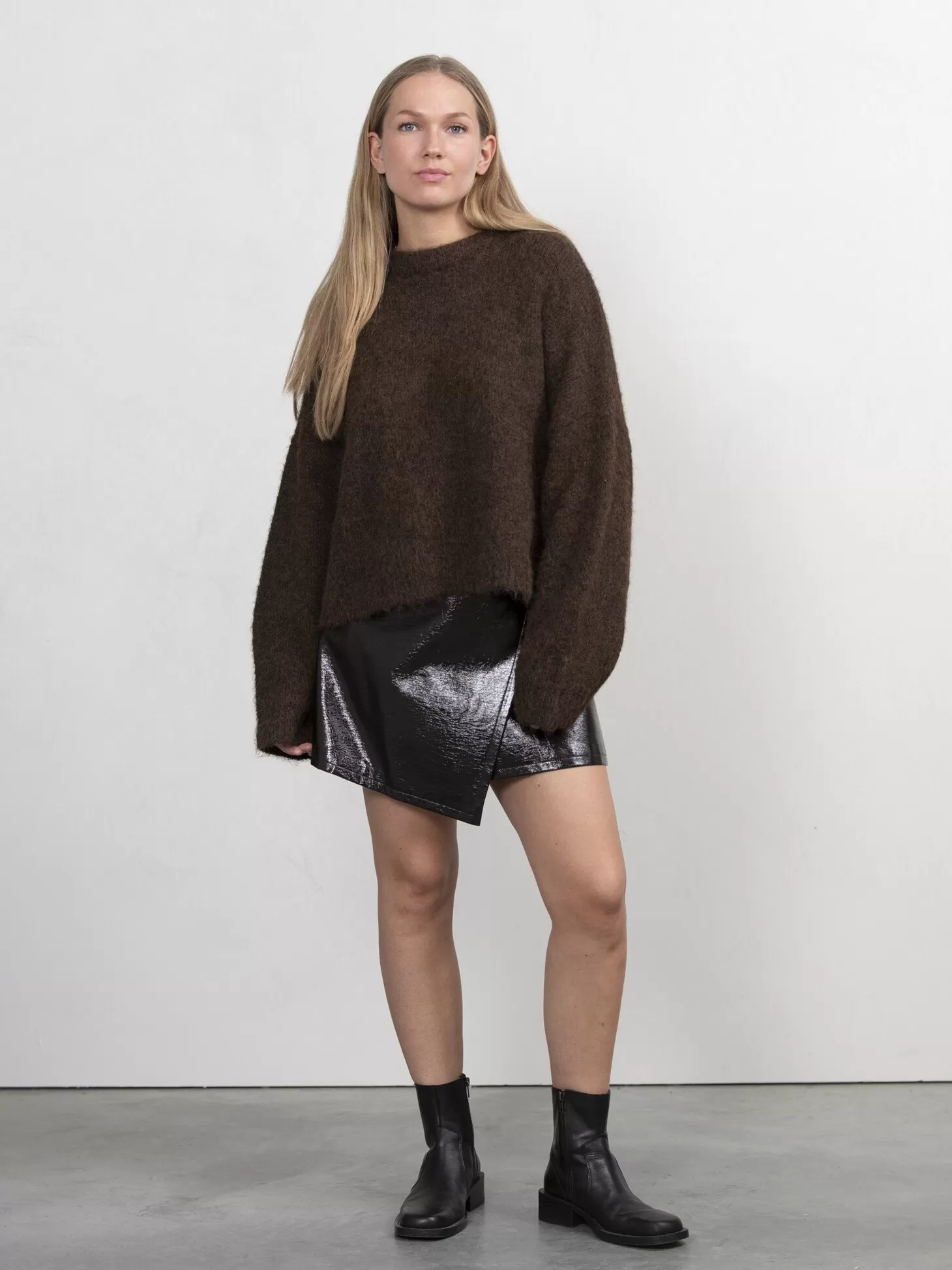 Les Soeurs Vegan Leren Mini Rok Avery Dark Brown Cheap