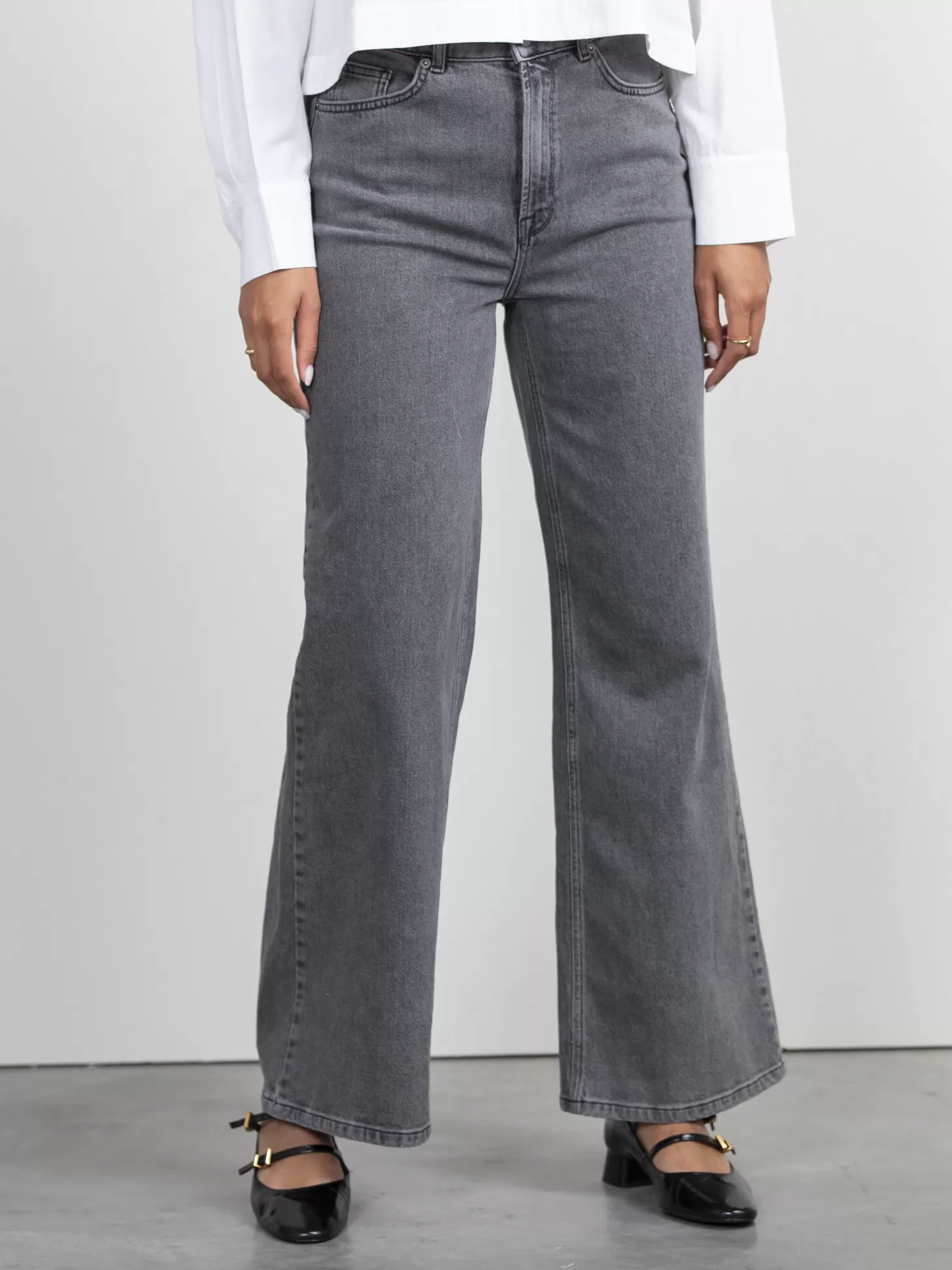 Selected Wide Fit Jeans Eloise Light Grey Denim Cheap