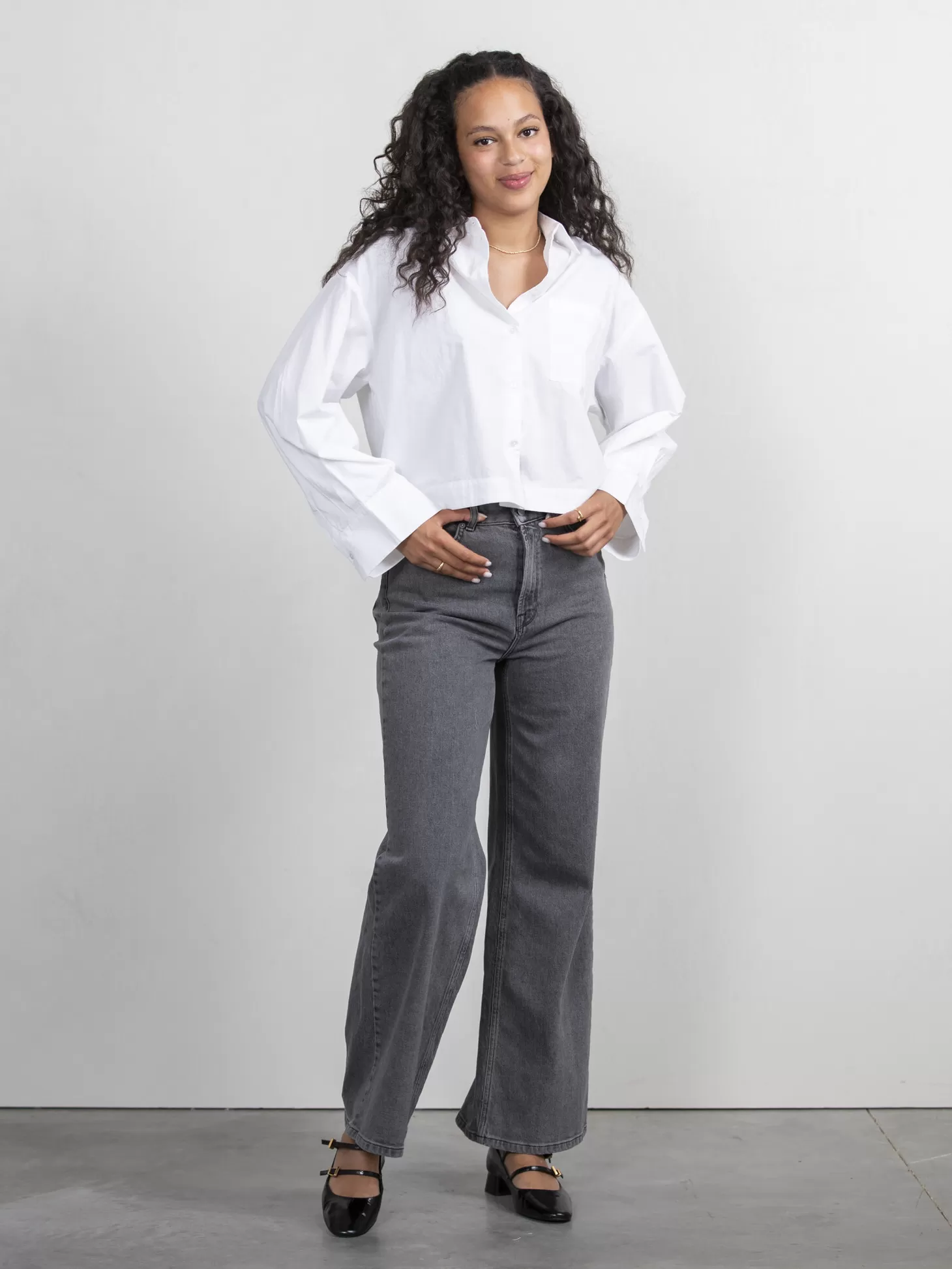 Selected Wide Fit Jeans Eloise Light Grey Denim Cheap