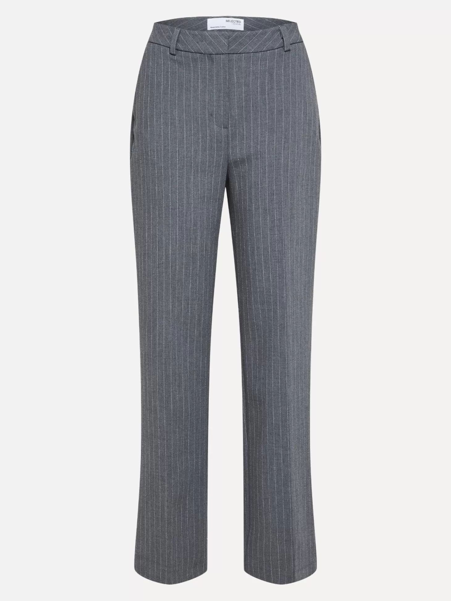 Selected Wide Leg Broek Myla Medium Grey Melange New