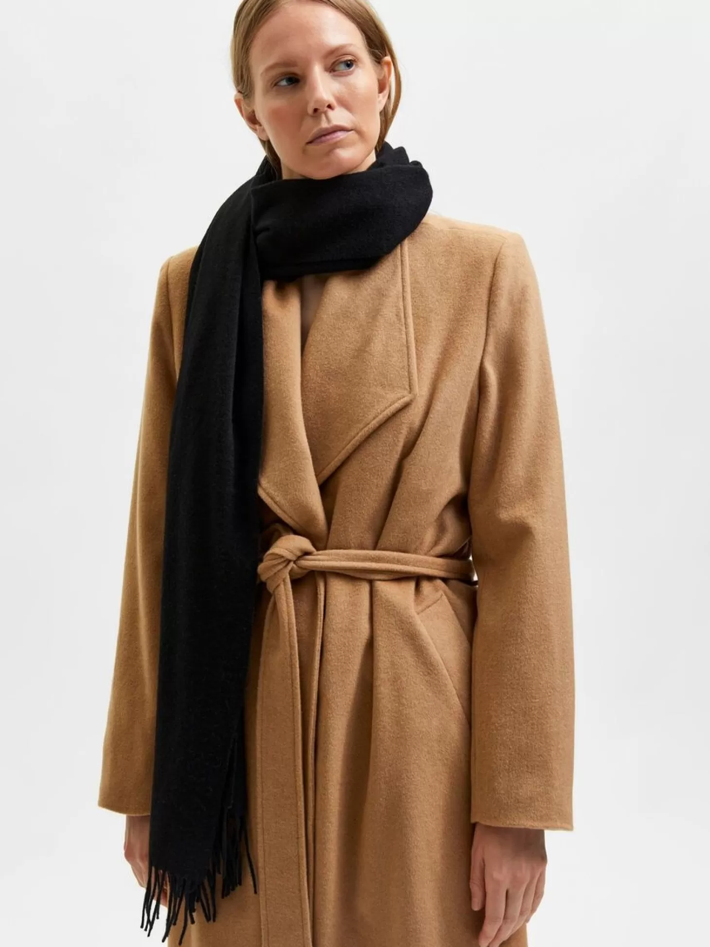 Selected Wollen Sjaal Time Black Best Sale