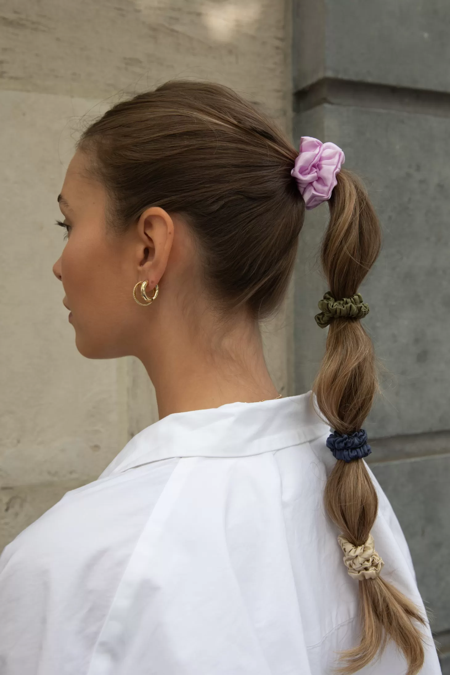Les Soeurs Zijden Scrunchie Navy Clearance