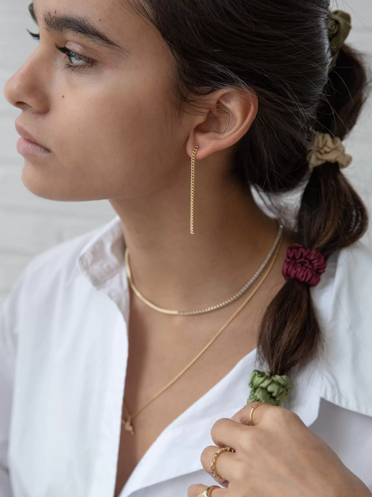 Les Soeurs Zijden Scrunchie Olive Flash Sale